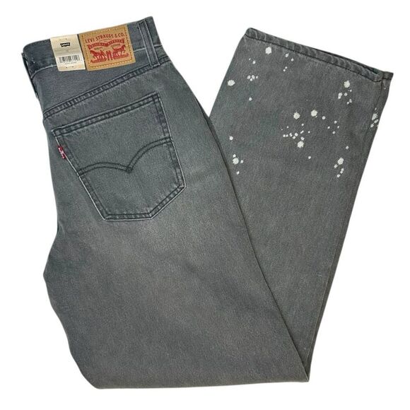 Levi's Low Pro Straight Jeans Gray 30 Mid Rise Relaxed Fit Paint Splatter NWT - Picture 1 of 10